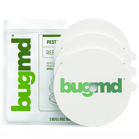 BugMD flea trap refill disc front view; quick, easy replacement for pet-friendly pest control.
