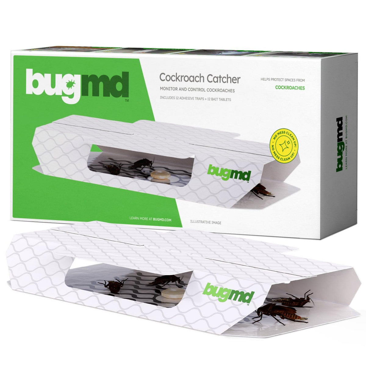 BugMD indoor cockroach killer trap, closed view, ideal for discreet placement in corners.