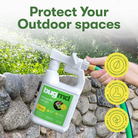 BugMD Mosquito Amigo spray action demonstrating easy indoor and outdoor protection