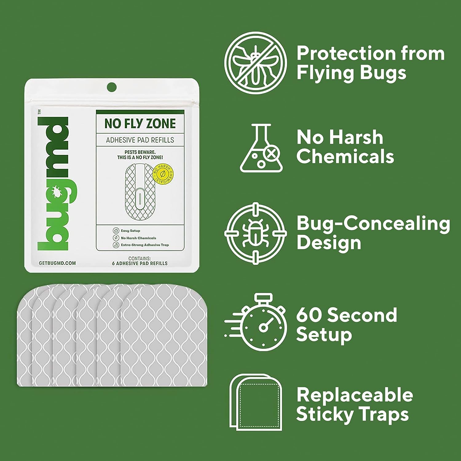 BugMD No Buzz Zone device in use catching flying pests