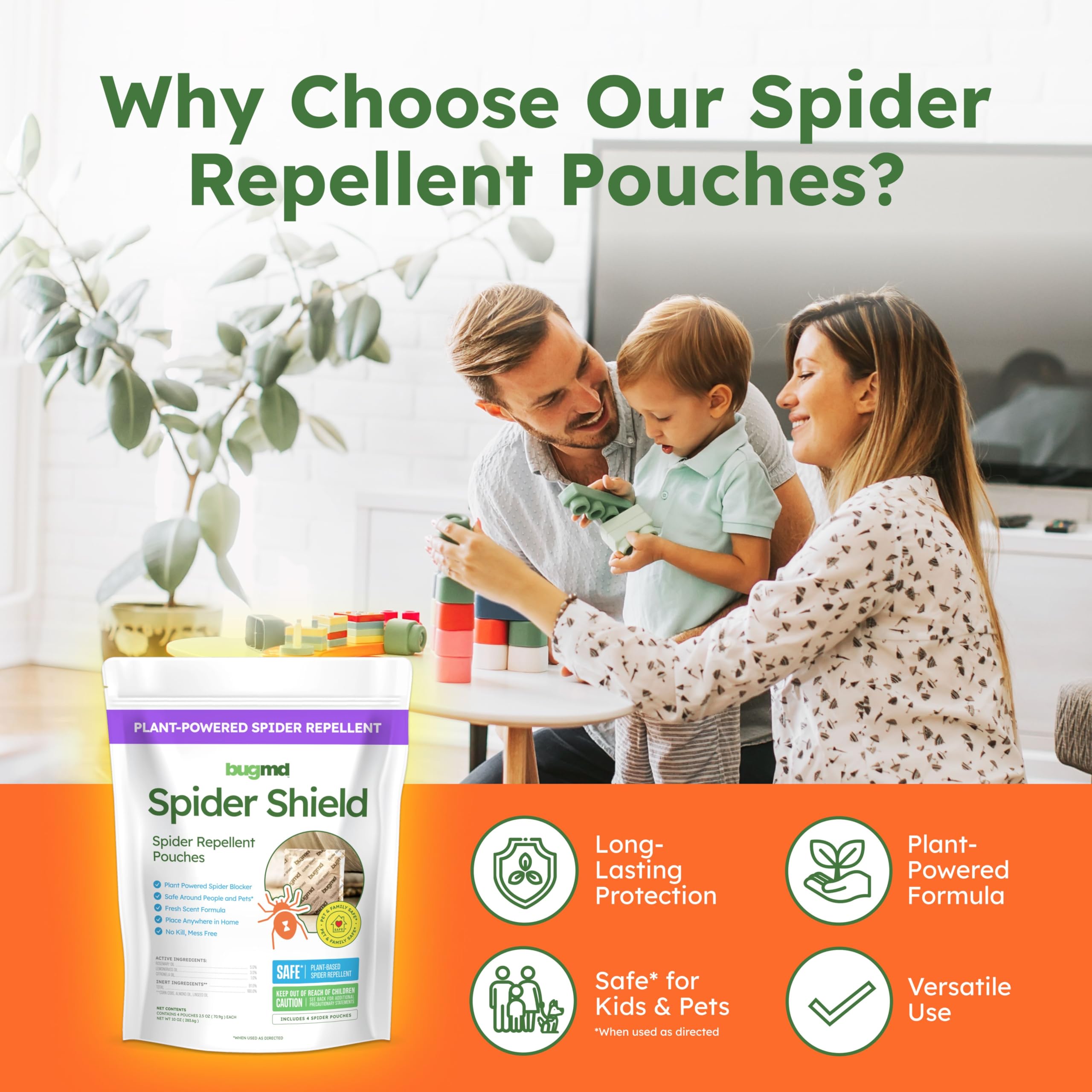 BugMD Spider Shield pack image displays long-lasting spider protection ready for installation