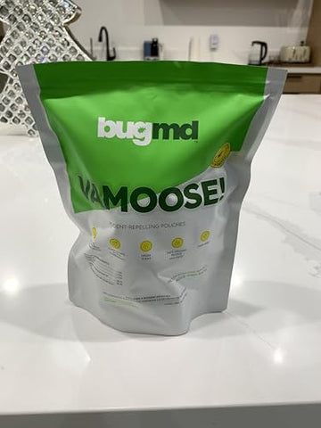 BugMD Vamoose! pouches in kitchen shelf repel mice for a cleaner area.