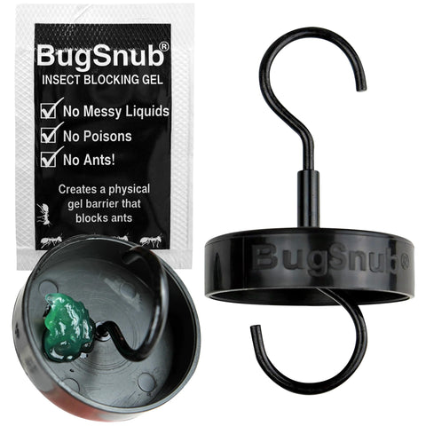 BugSnub Hanging Ant Guard 1-pack setup shows easy hardware for secure feeder protection