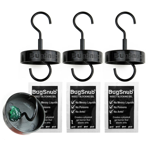 BugSnub Hanging Guard assembly on a hummingbird feeder protects nectar from insects.