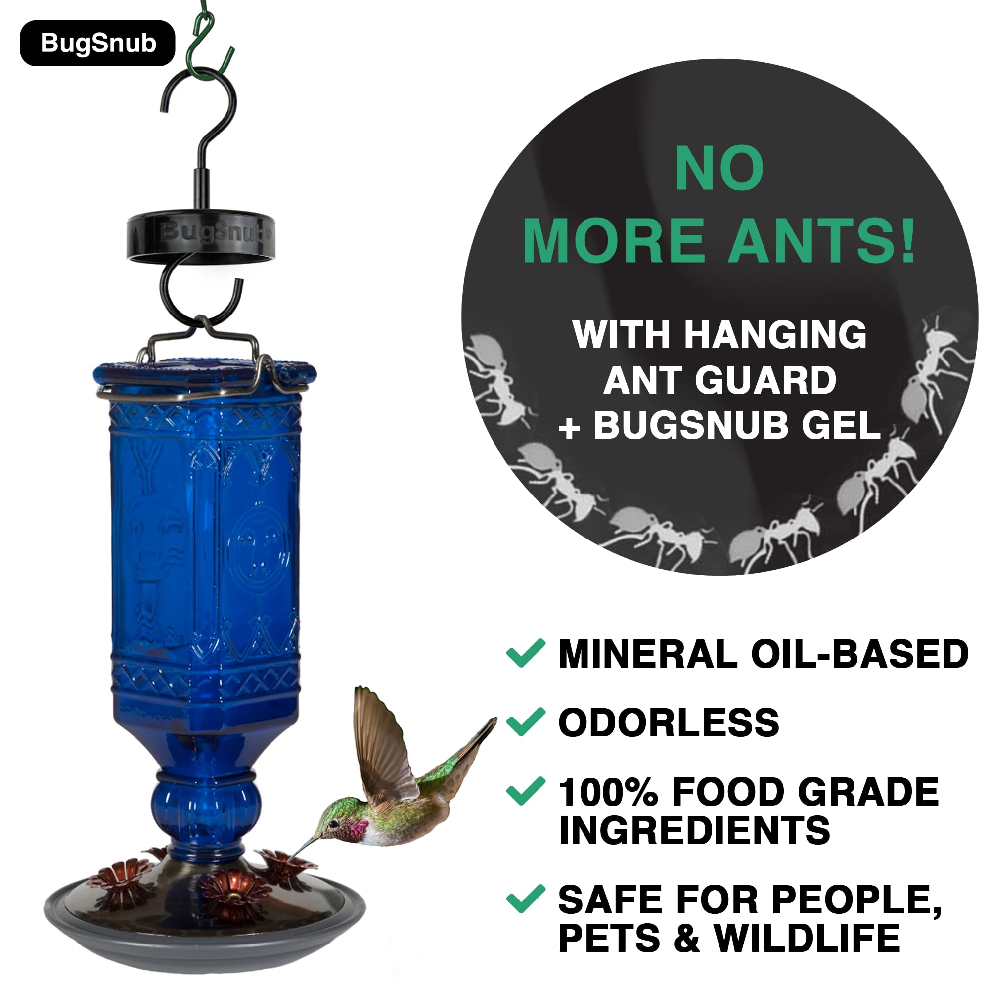 BugSnub upside-down design prevents dripping and keeps the barrier effective in heat.