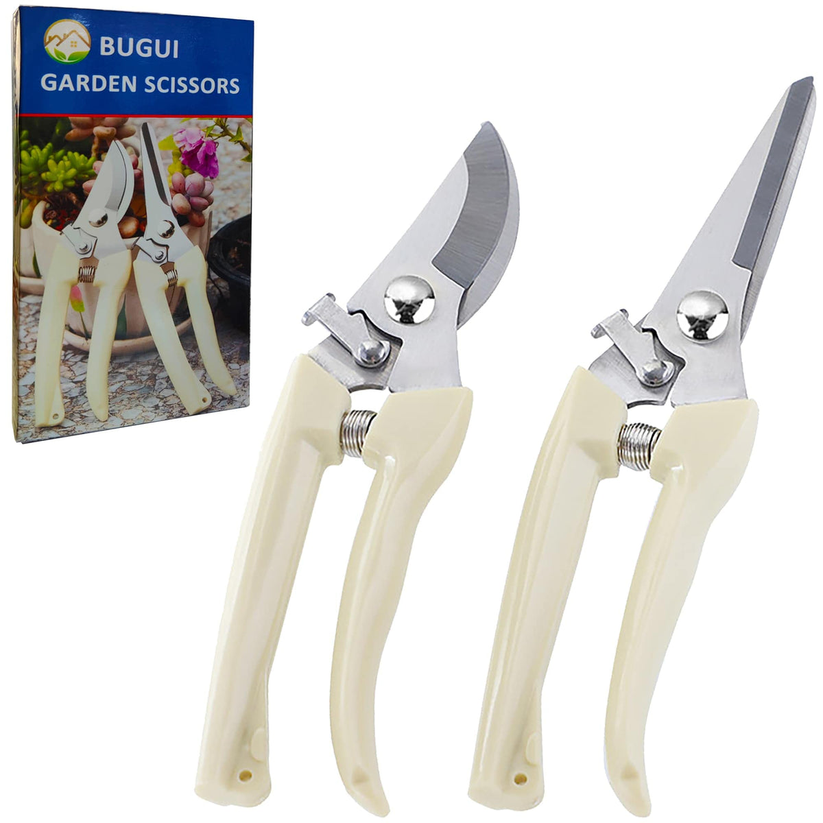 BUGUI garden shears set with bypass pruner for precise cuts.