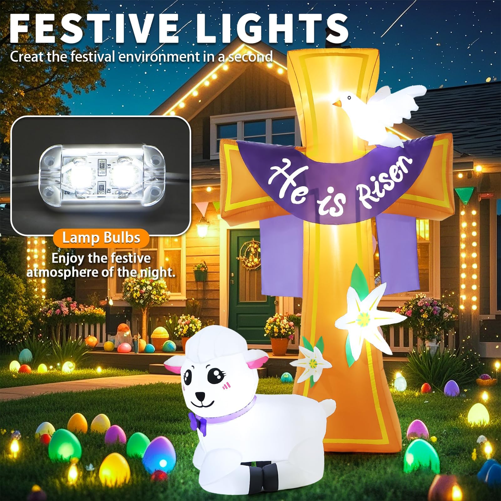 Buheco LED lights softly illuminate the display after dark.