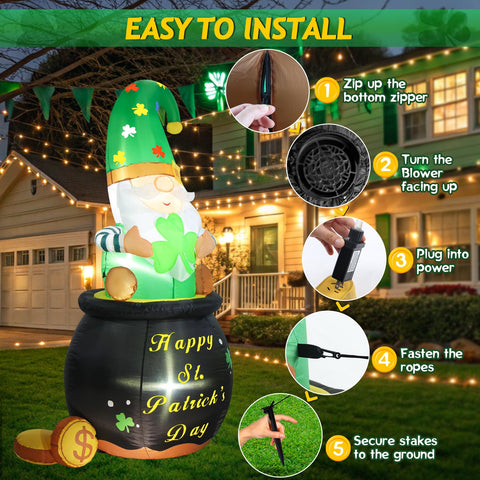 Buheco 5ft yard display decor for front lawn on Saint Patrick's Day