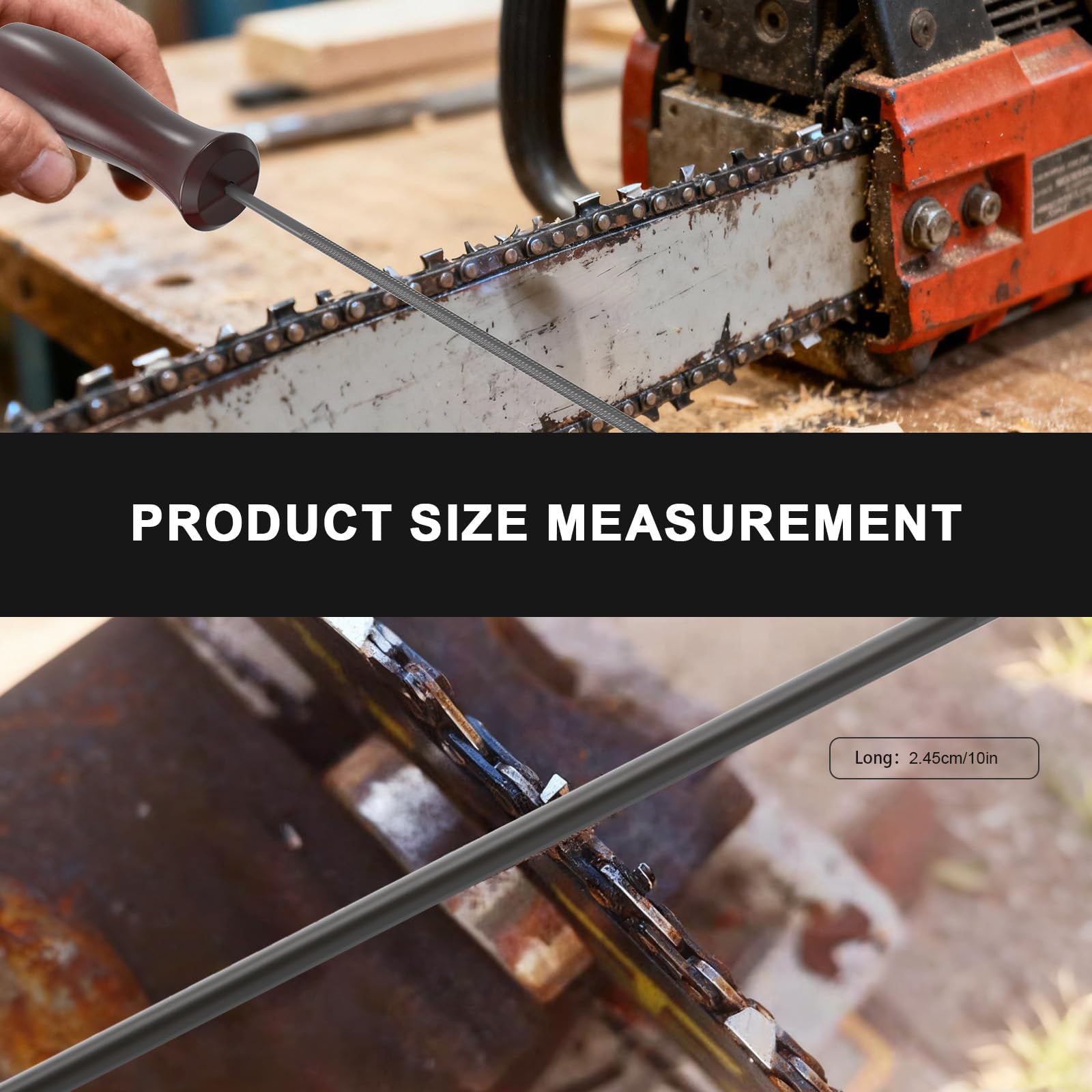 Buhobha 0.189 inch chainsaw file for consistent filing.