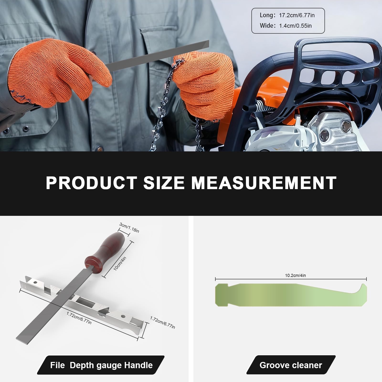 Buhobha depth gauge tool for precise chain alignment.