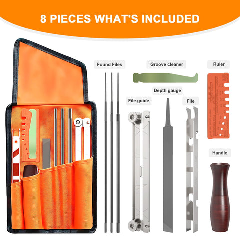 Buhobha file holder and sharpening tools organized for quick access.