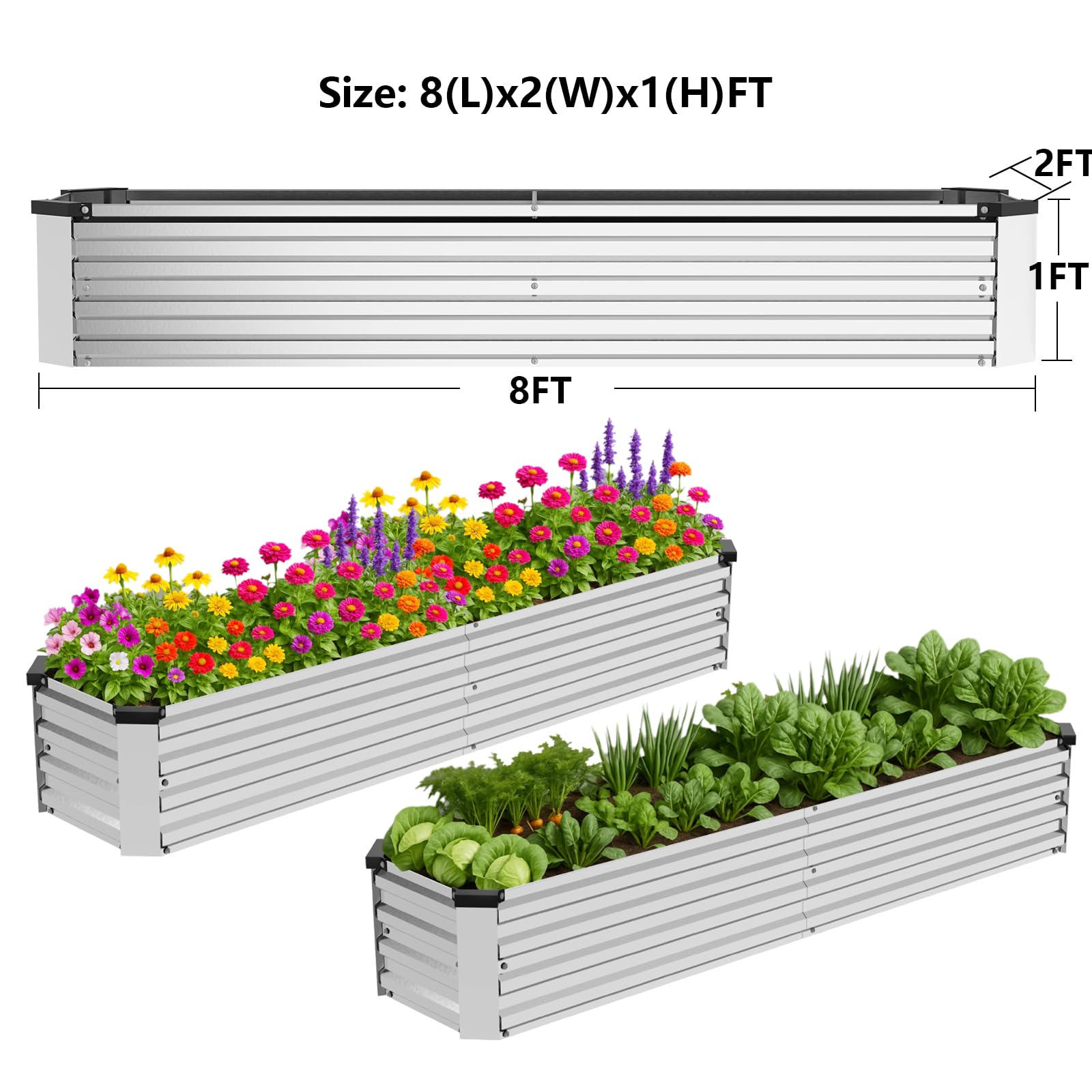 Bujijun anti-rust galvanized metal frame supports vegetables and herbs sturdily.