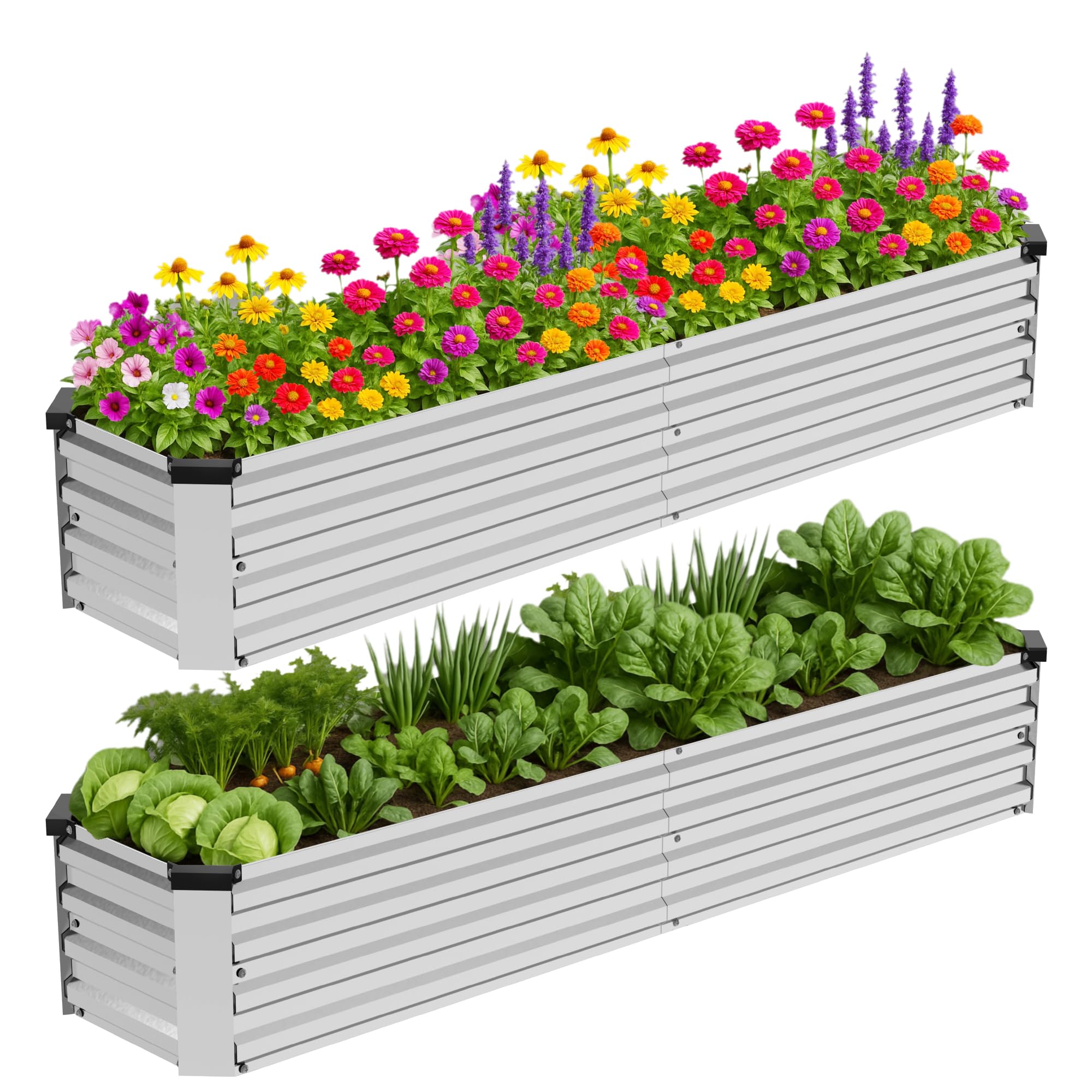 Bujijun raised garden bed 6x1.5x1ft open-bottom for drainage and root growth.