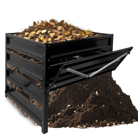 BUKLIYN compost bin outdoor 285-gallon capacity, ideal for yard waste and leaves.