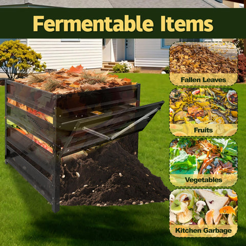 BUKLIYN compost bin outdoor sturdy steel frame ensures stability.