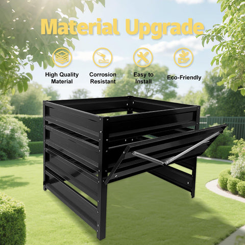 BUKLIYN compost bin outdoor wire-mesh close-up highlights rust-proof coating.