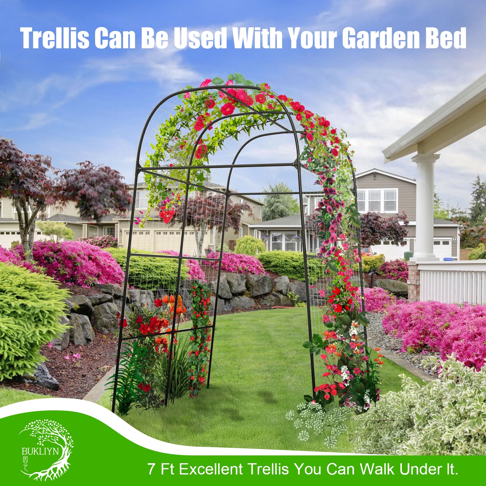 BUKLIYN Garden Arch Trellis assembly guide and screws for easy setup