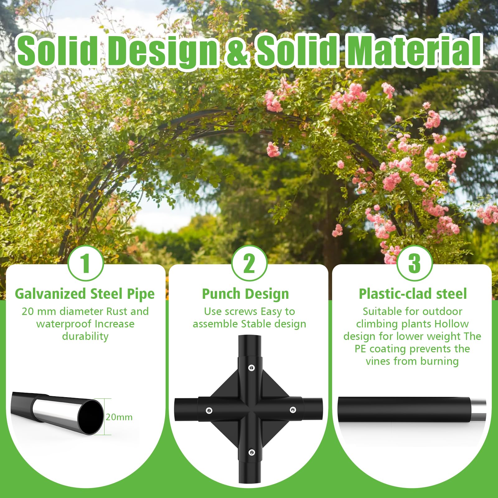 BUKLIYN Garden Arch Trellis soil insertion depth for secure anchoring