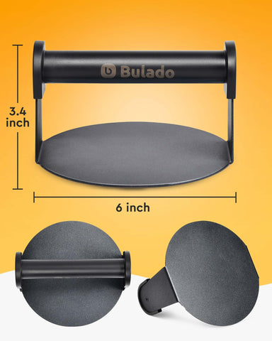 Bulado teflon-coated iron surface ensures quick, clean patty detachment.