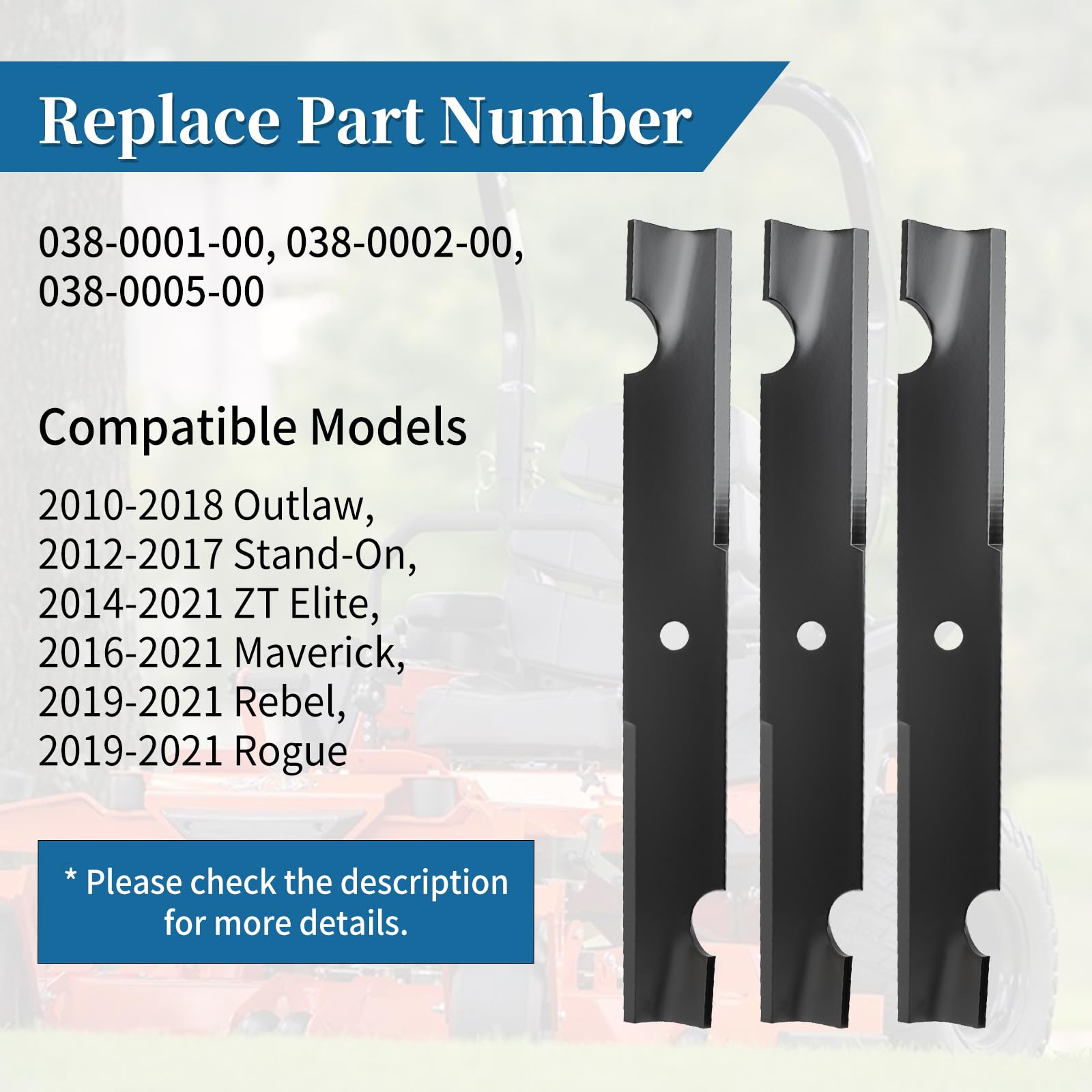 Bularie compatible with Bad Boy 54-inch deck for precise blade replacement.