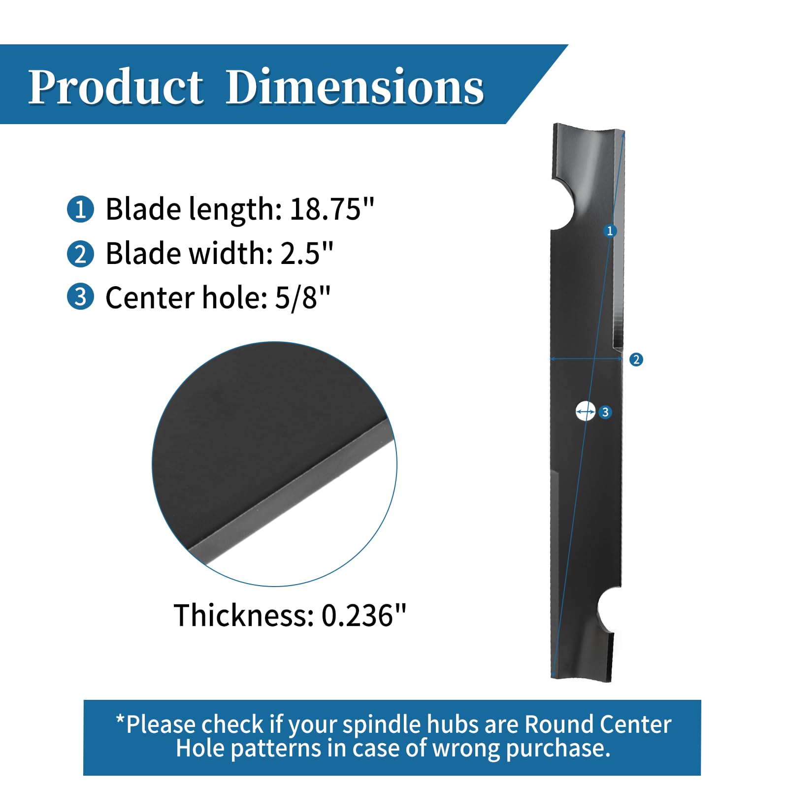 Blade dimensions 18-3/4 by 2-1/2 inches for reliable cutting.