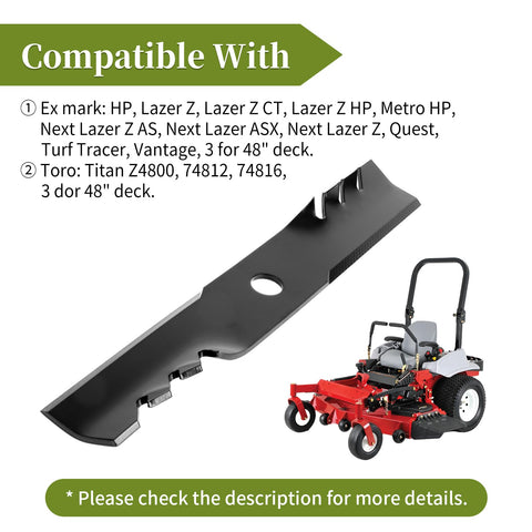 Carbon steel construction detail on Bularie mulching blades.