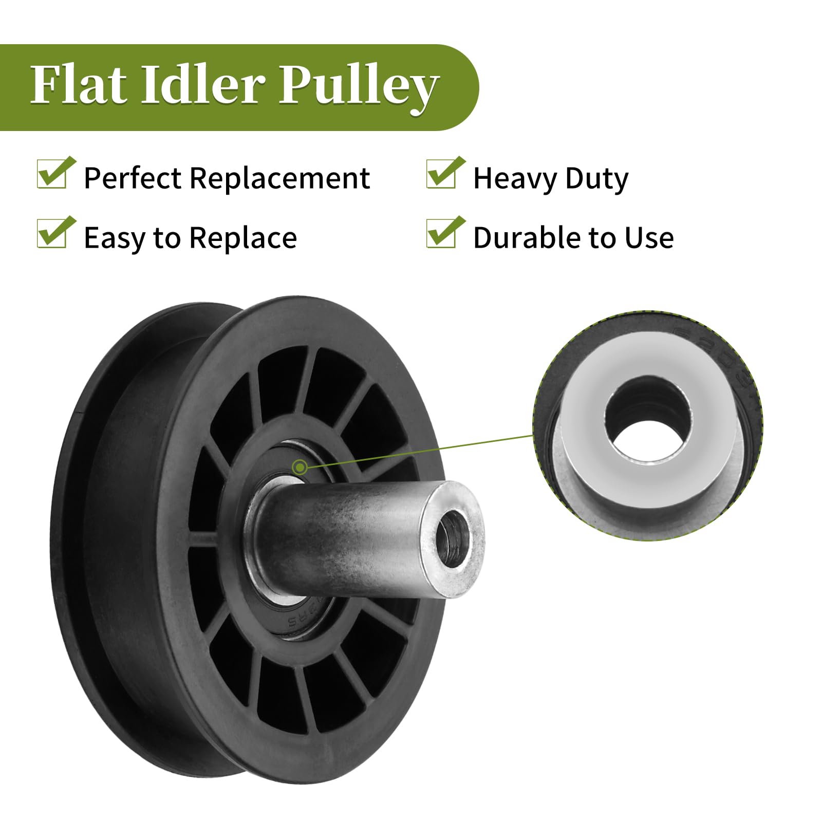 Bularie flat idler pulley for Ryobi HDK19H42 supports reliable belt movement