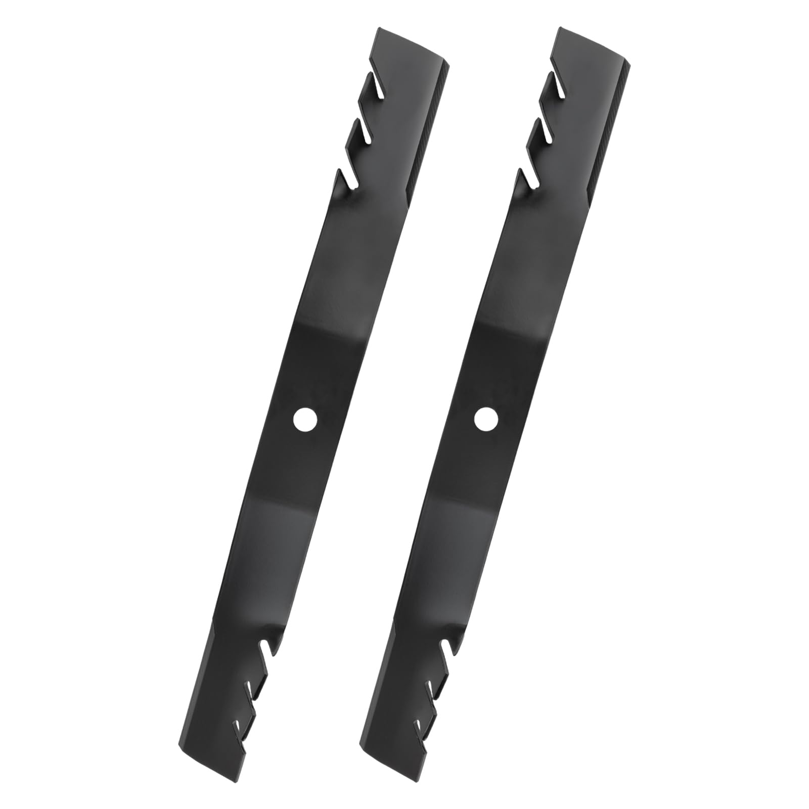 Bularie mulching blade for 42-inch Toro Timecutter, closeup with sharp edges.