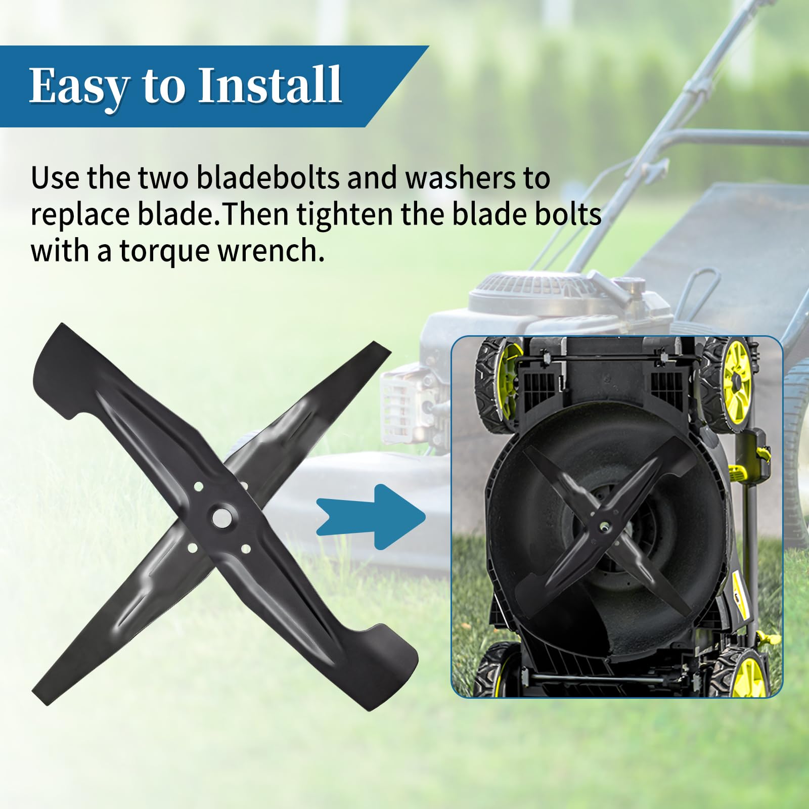 Bularie mulching-blades close-up highlights finely chopped clippings for a healthier lawn.