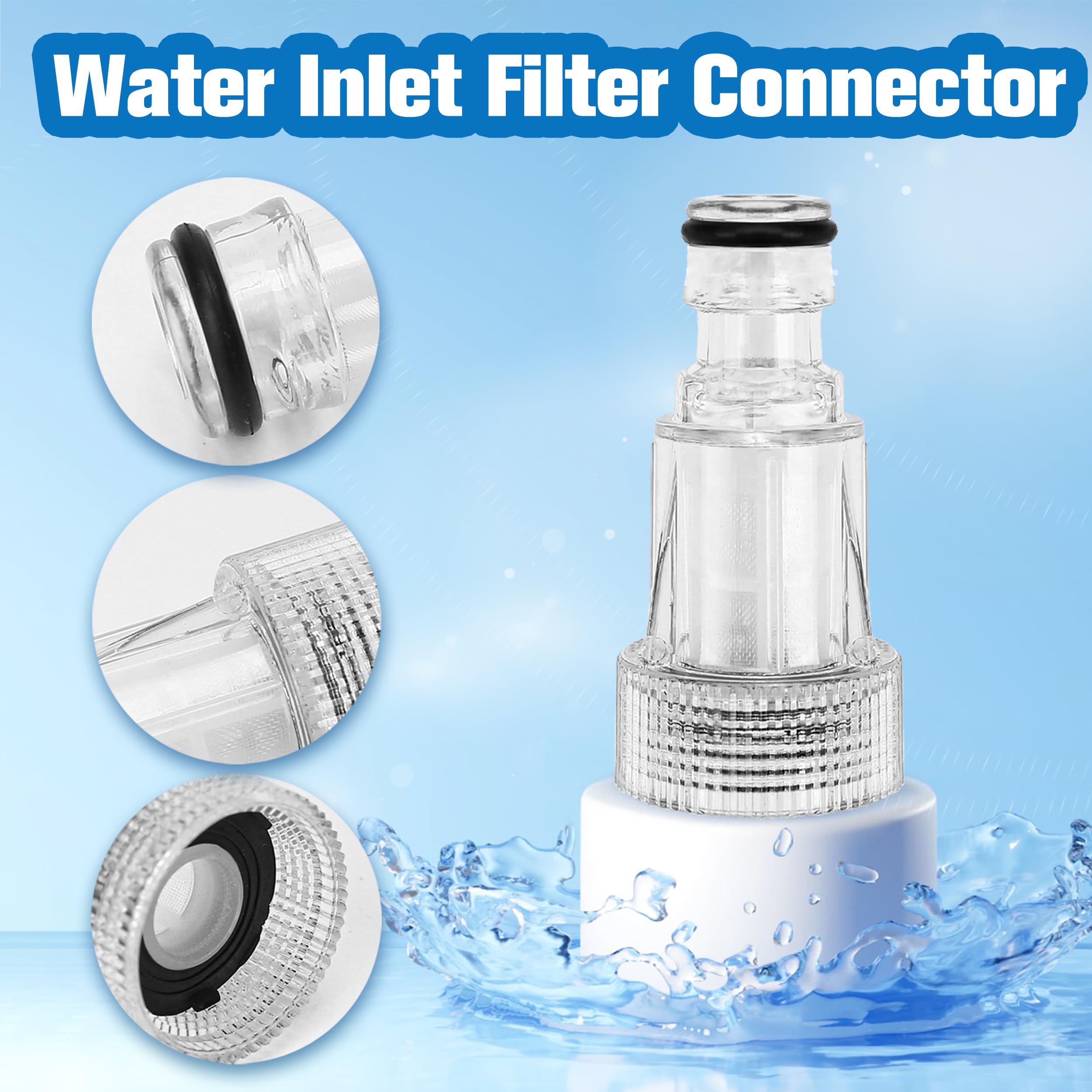 BuleVina water inlet filter with rubber seals ensures secure connection under pressure.
