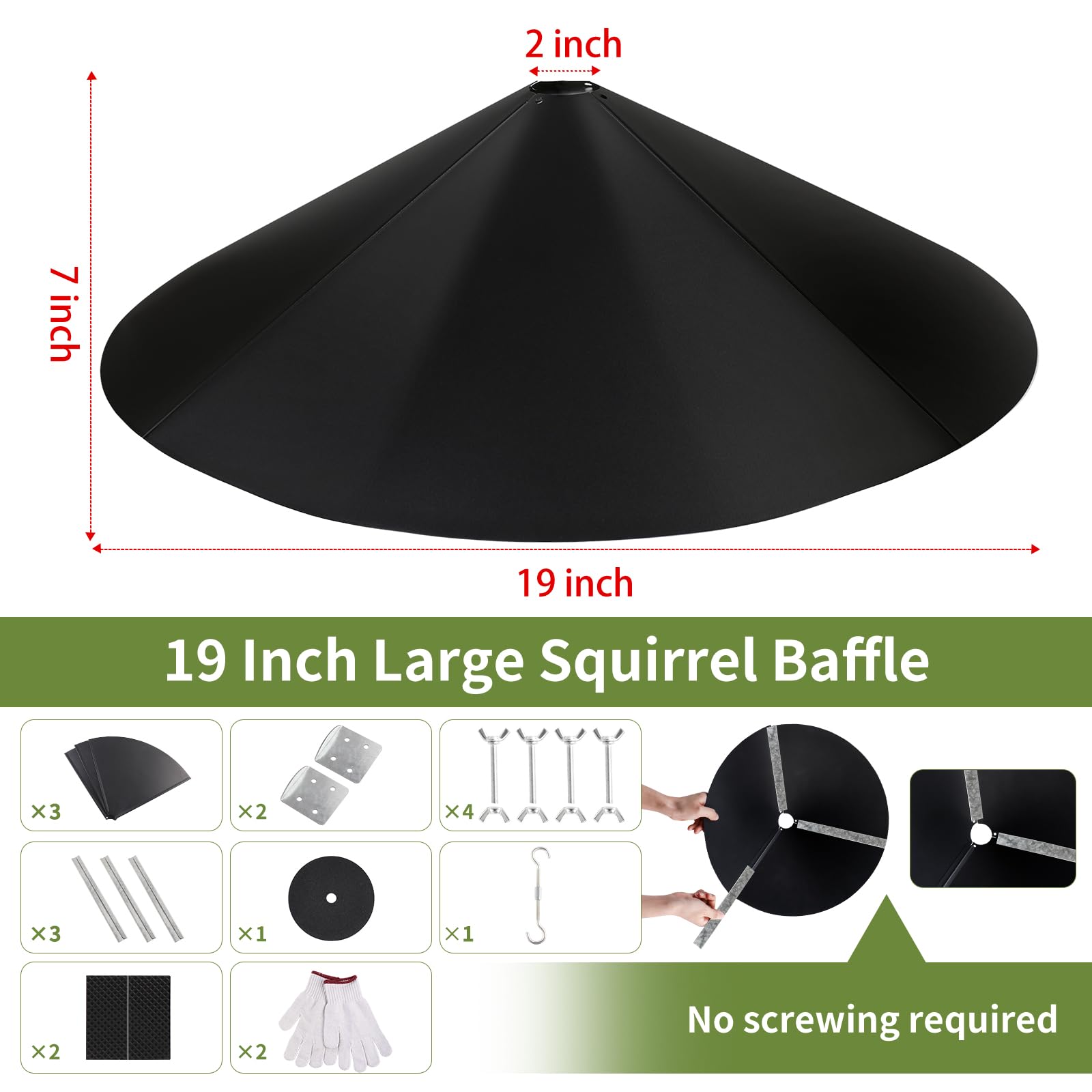 BULFULL 19-inch squirrel baffle side view demonstrating barrier against above attacks