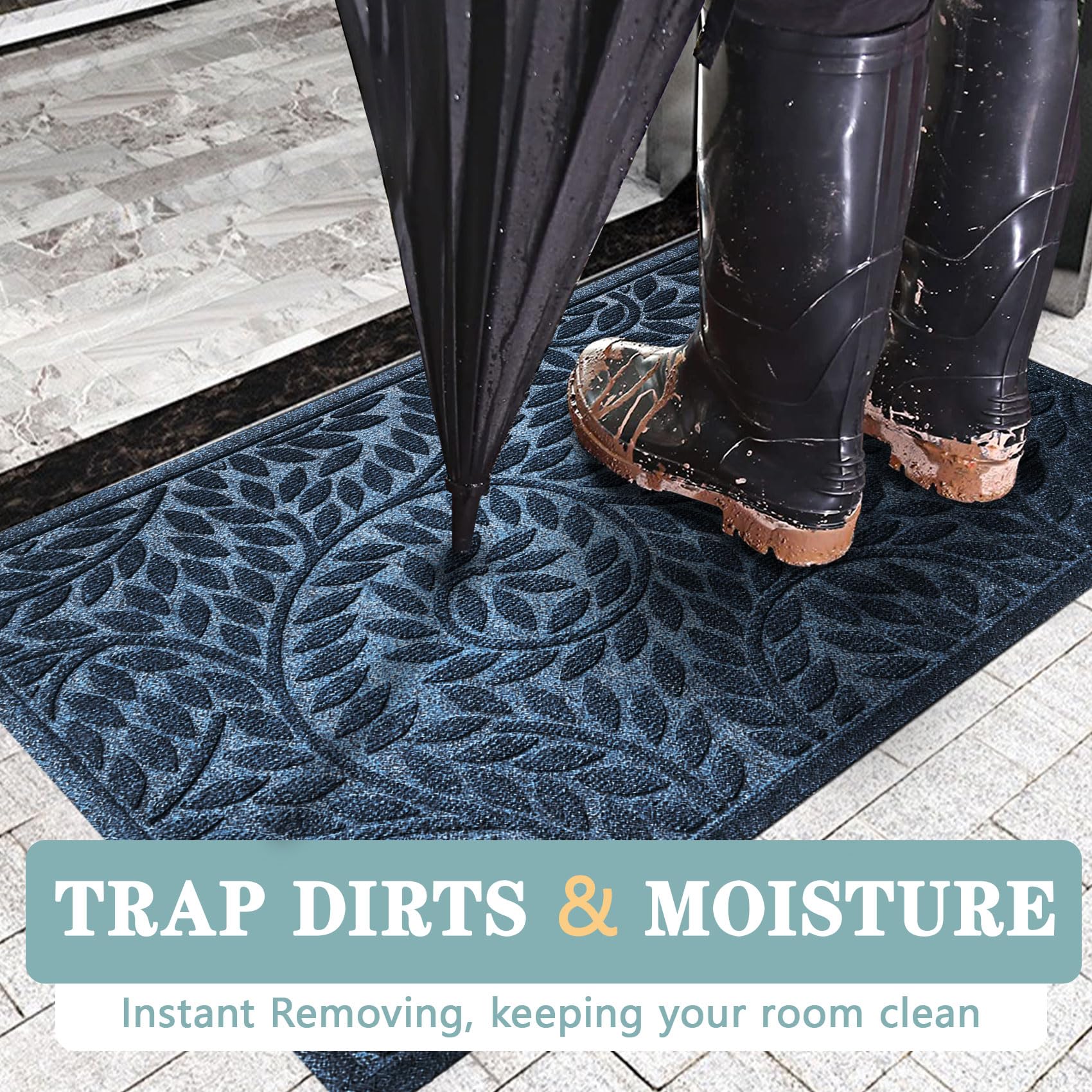 Bulijojo door mat features non slip natural rubber backing for stable placement