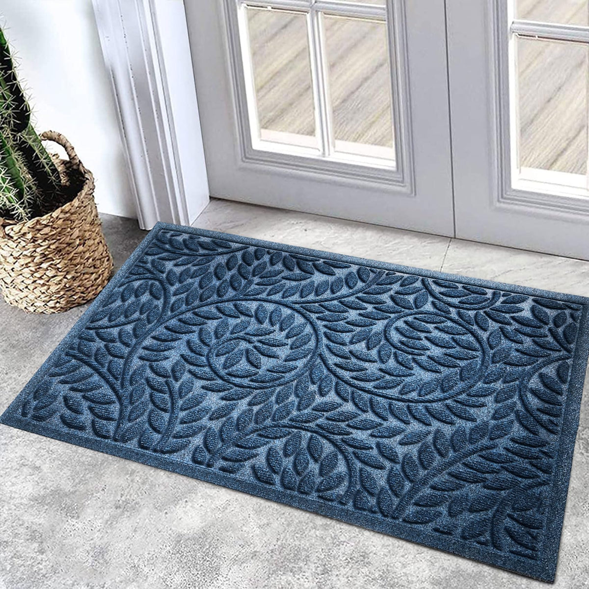 Bulijojo front door mat blue 23x35 traps mud and keeps entry clean.