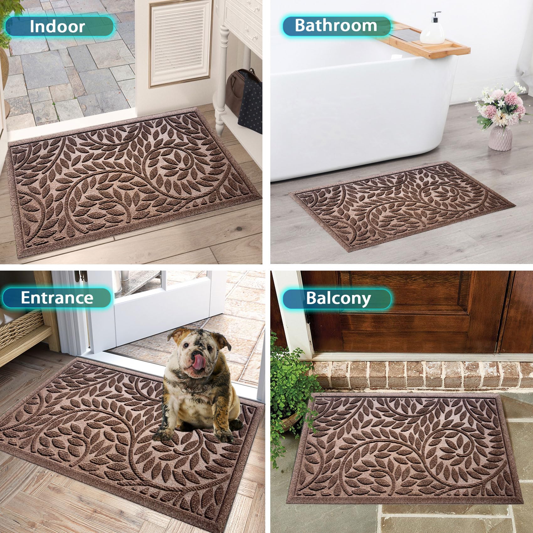 Bulijojo Front Door Mat is easy to clean with vacuum or hose.