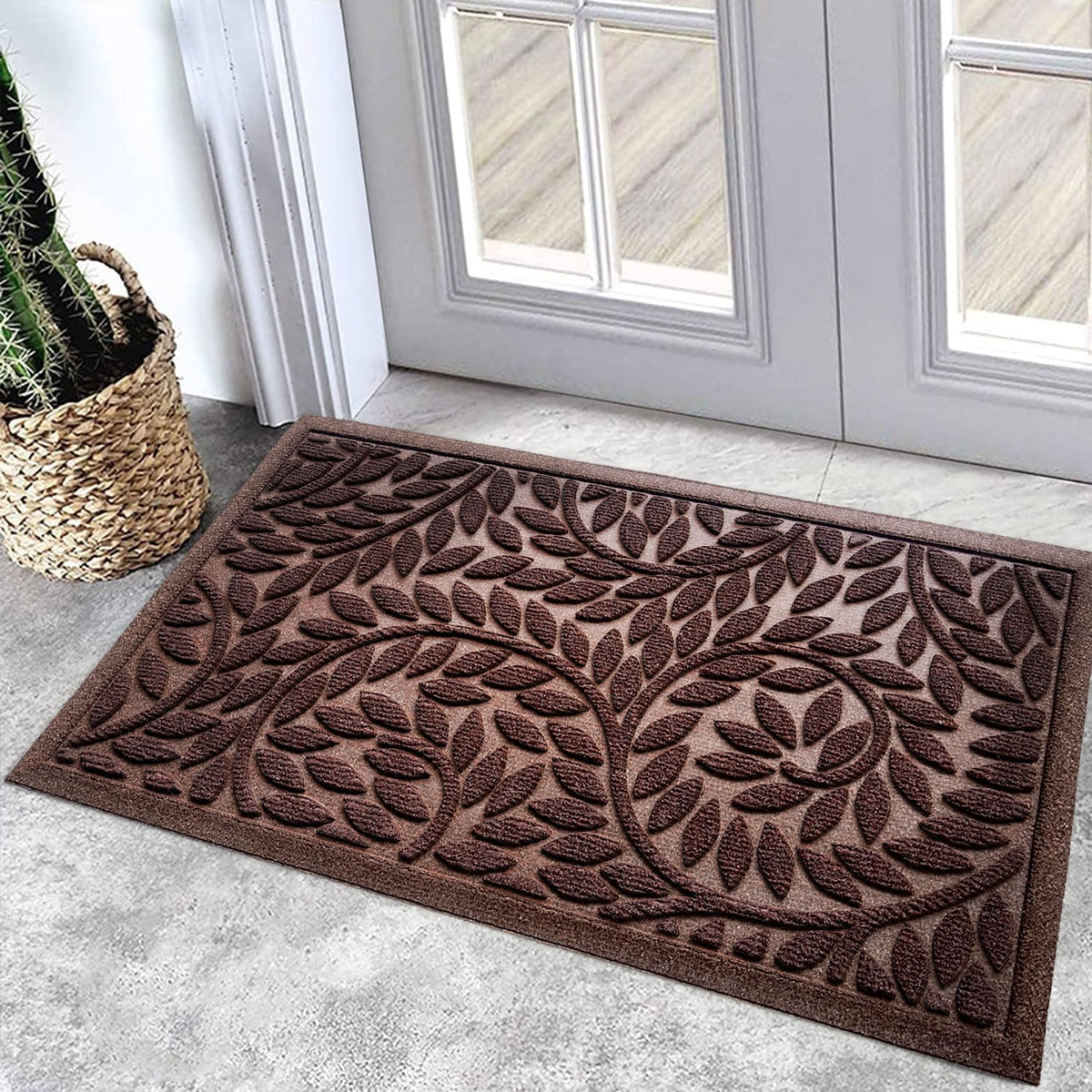 Bulijojo Front Door Mat with entry grooves traps dirt at the source.