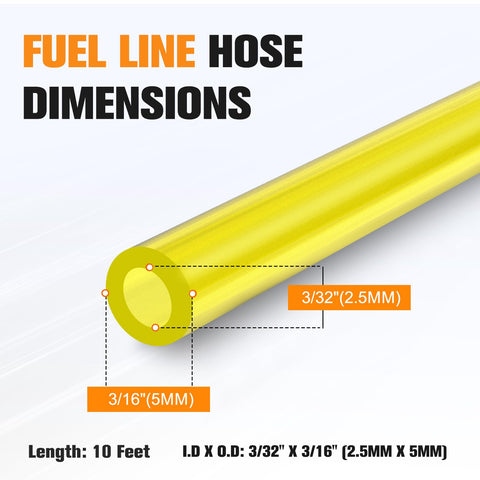 Bullwall PVC fuel hose with 2.5 mm ID and 5 mm OD for durability.