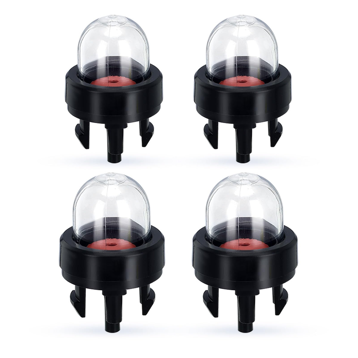 Bullwall four-pack primer bulbs, front view, ready for quick priming.
