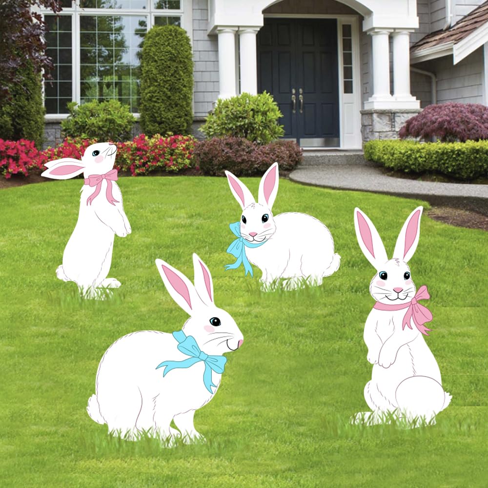 Bunny Chorus Easter bunny yard sign with stakes for outdoor display