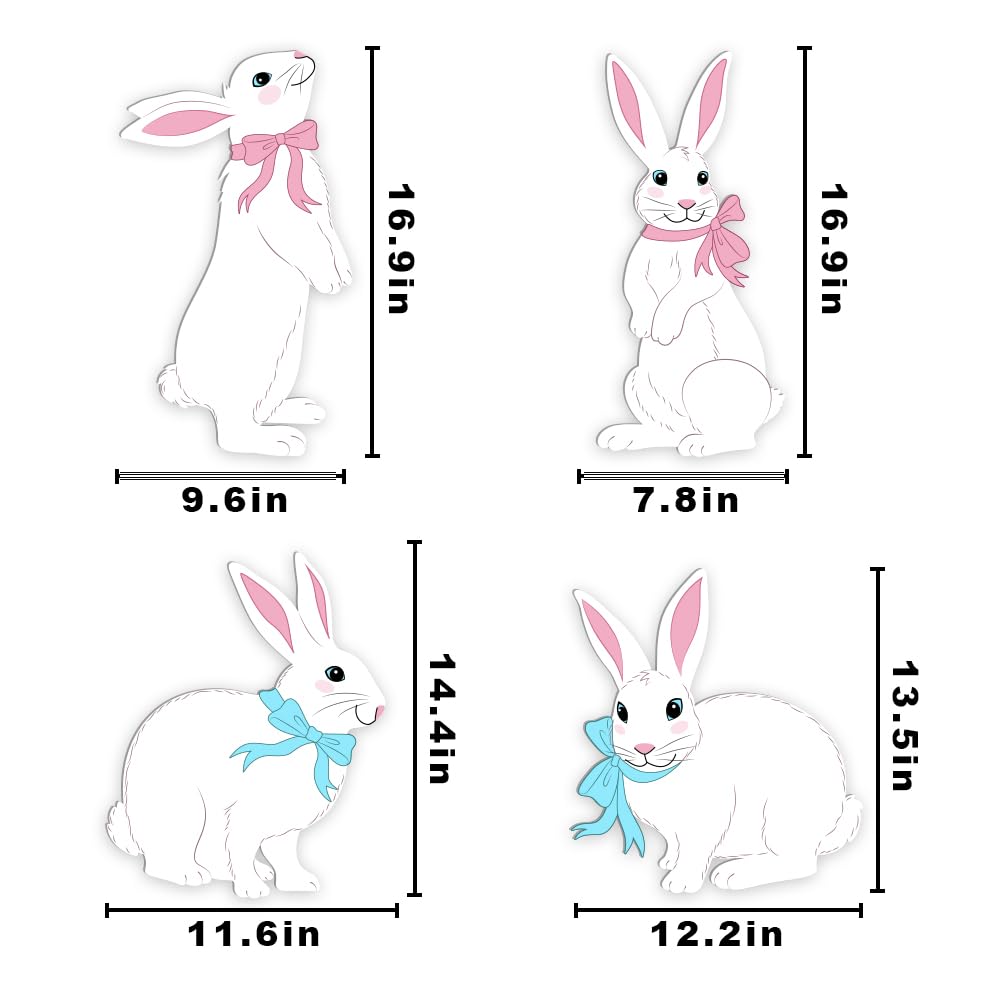 White rabbit yard decor by Bunny Chorus, weatherproof for spring gardens