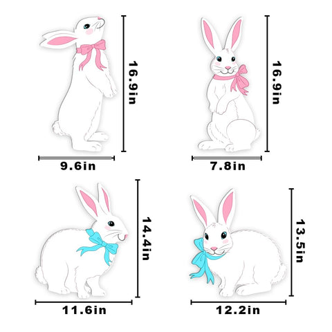 White rabbit yard decor by Bunny Chorus, weatherproof for spring gardens