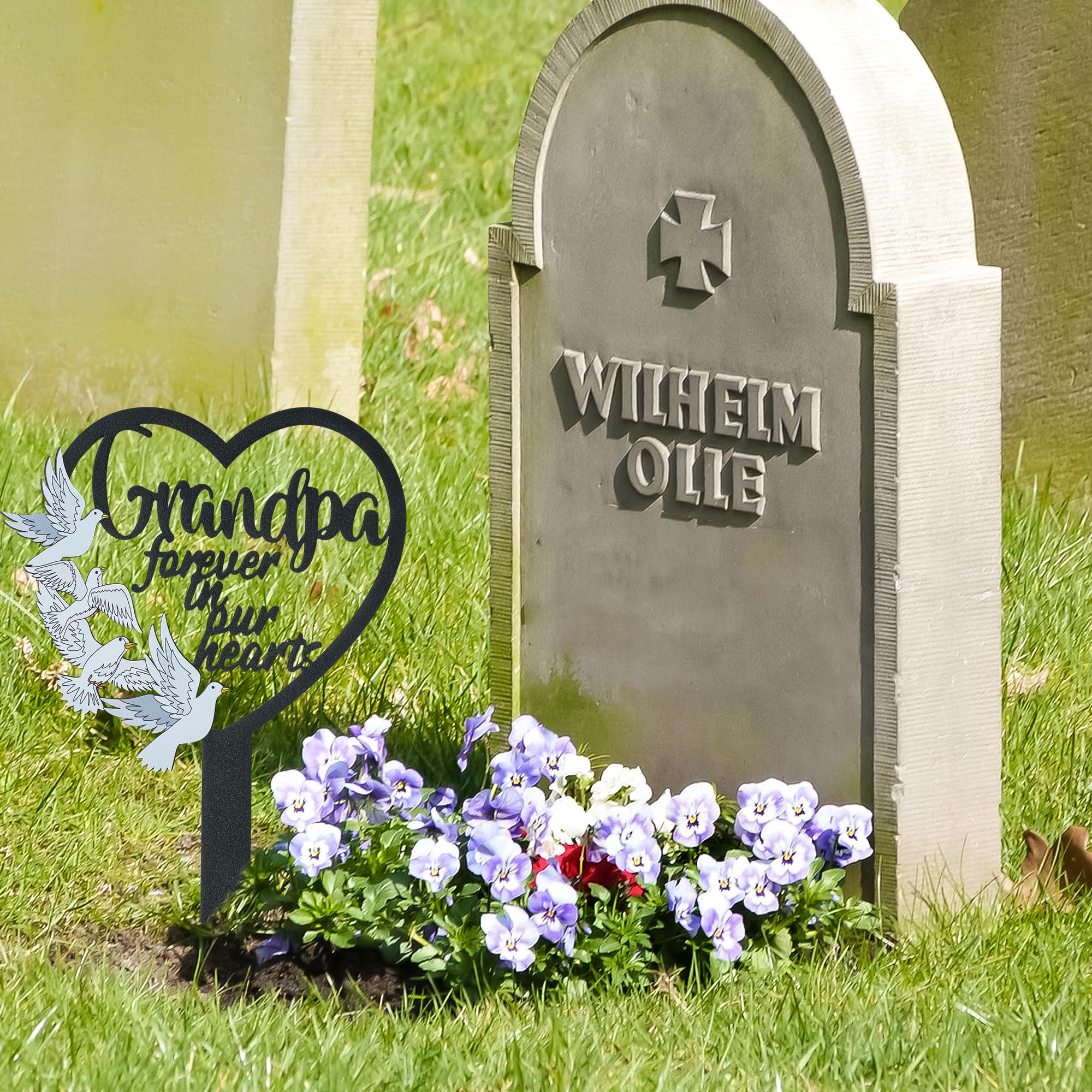 BUoonyer cemetery sign 11 by 7.9 inches fits unobtrusively.