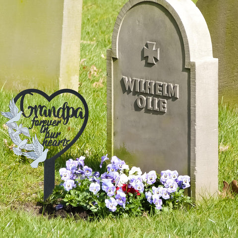 BUoonyer cemetery sign 11 by 7.9 inches fits unobtrusively.