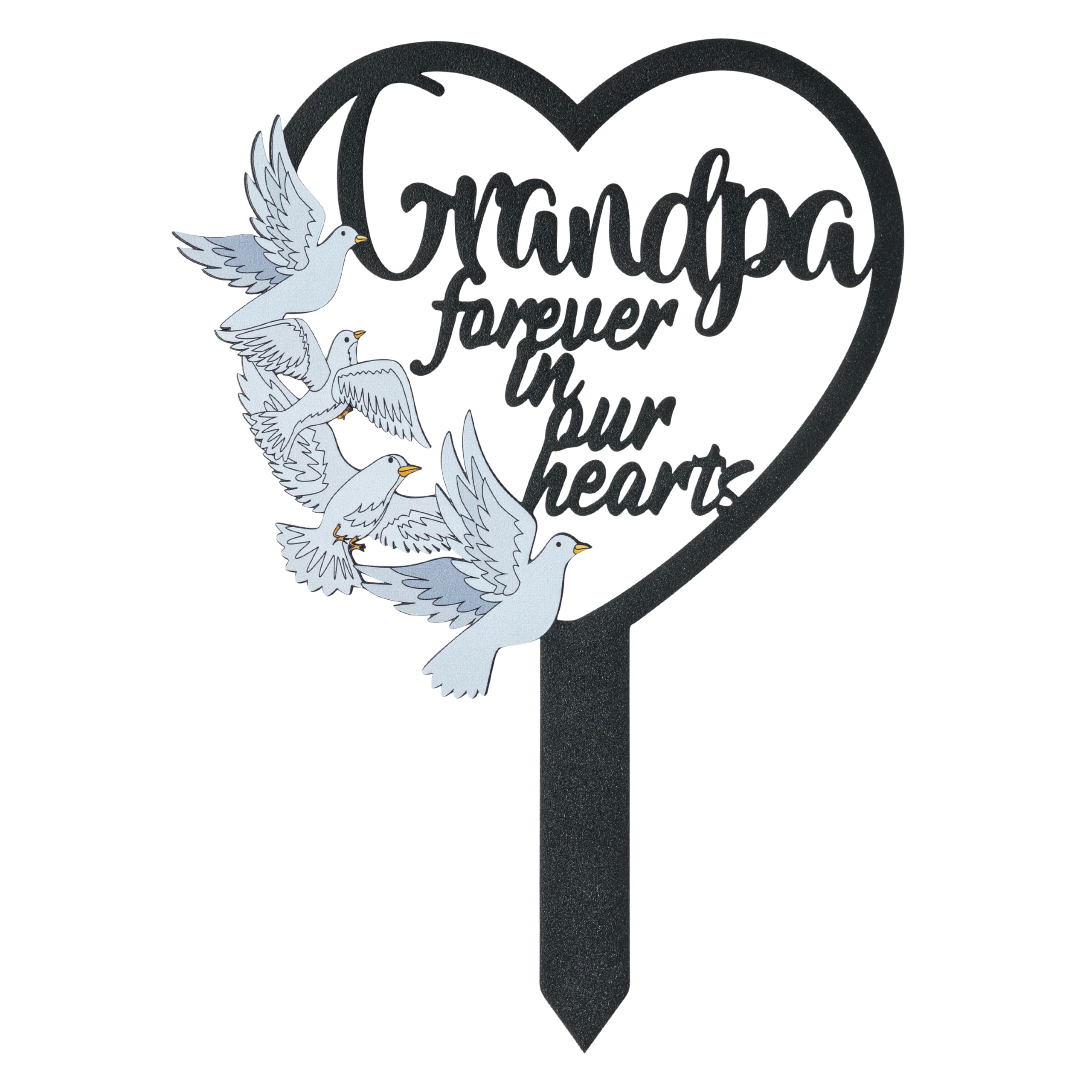 BUoonyer grandpa heart grave marker on the lawn provides a durable outdoor stake.