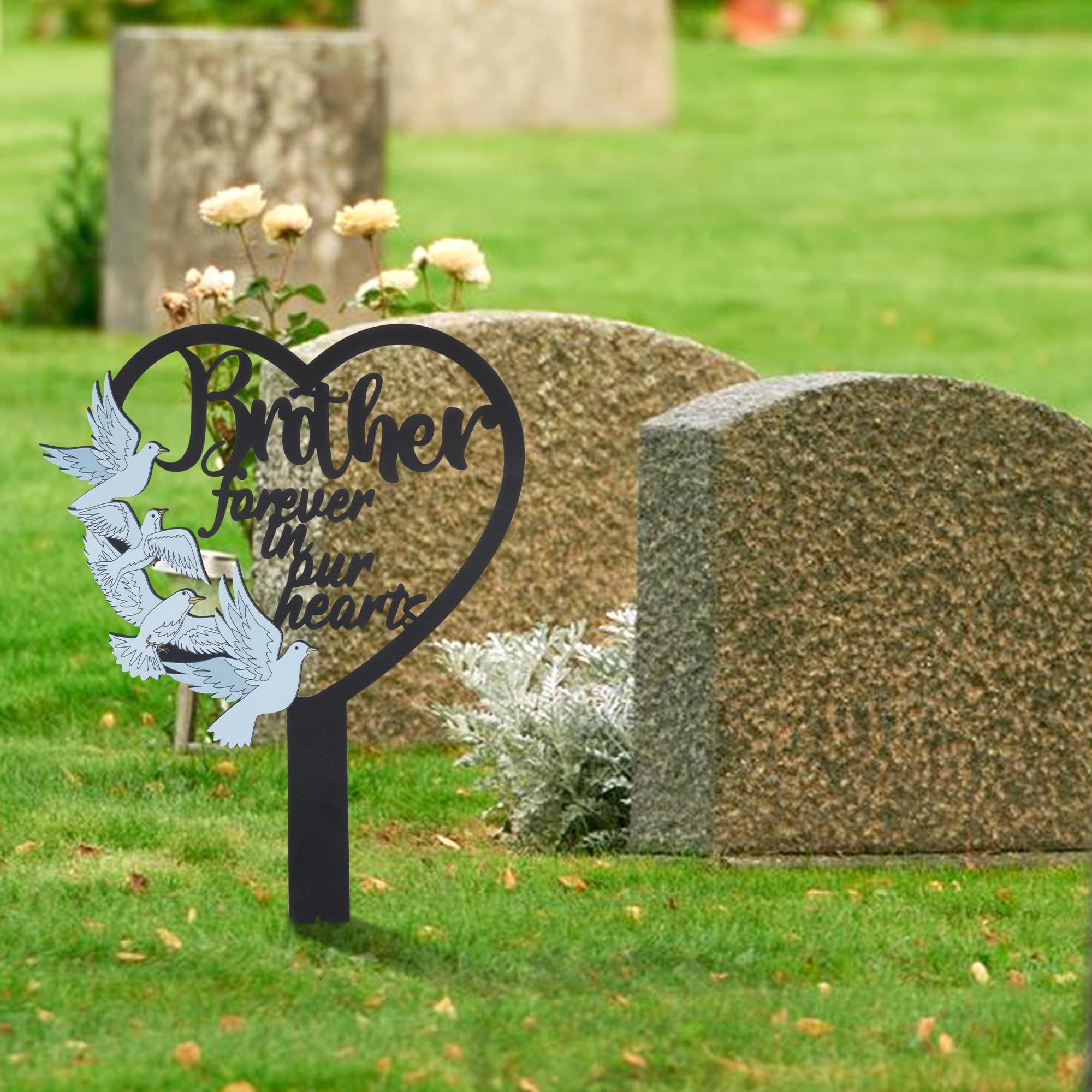 BUoonyer durable metal cemetery stake for outdoors
