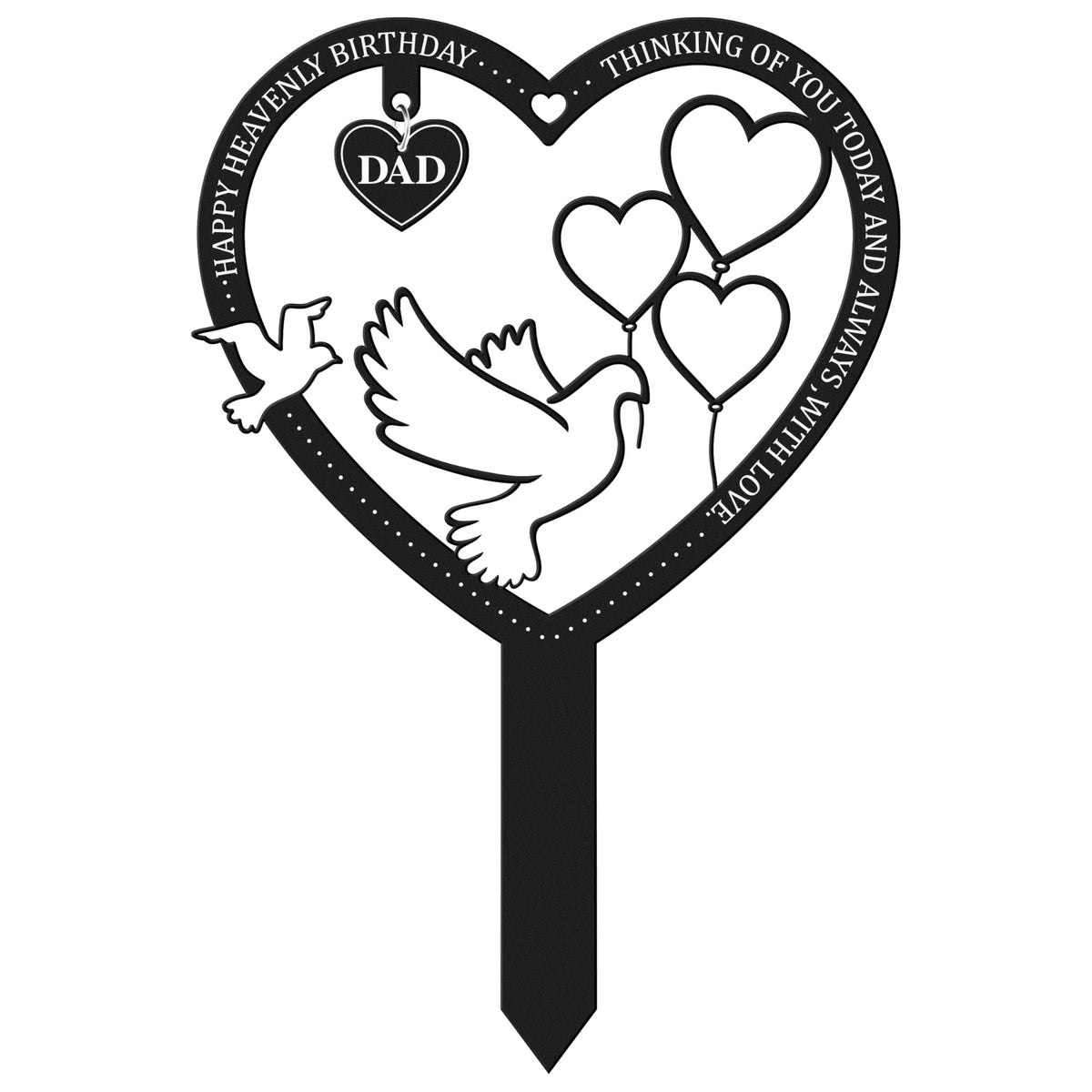 BUoonyer stake grave marker with dove and heart design, ideal for lasting outdoor display.