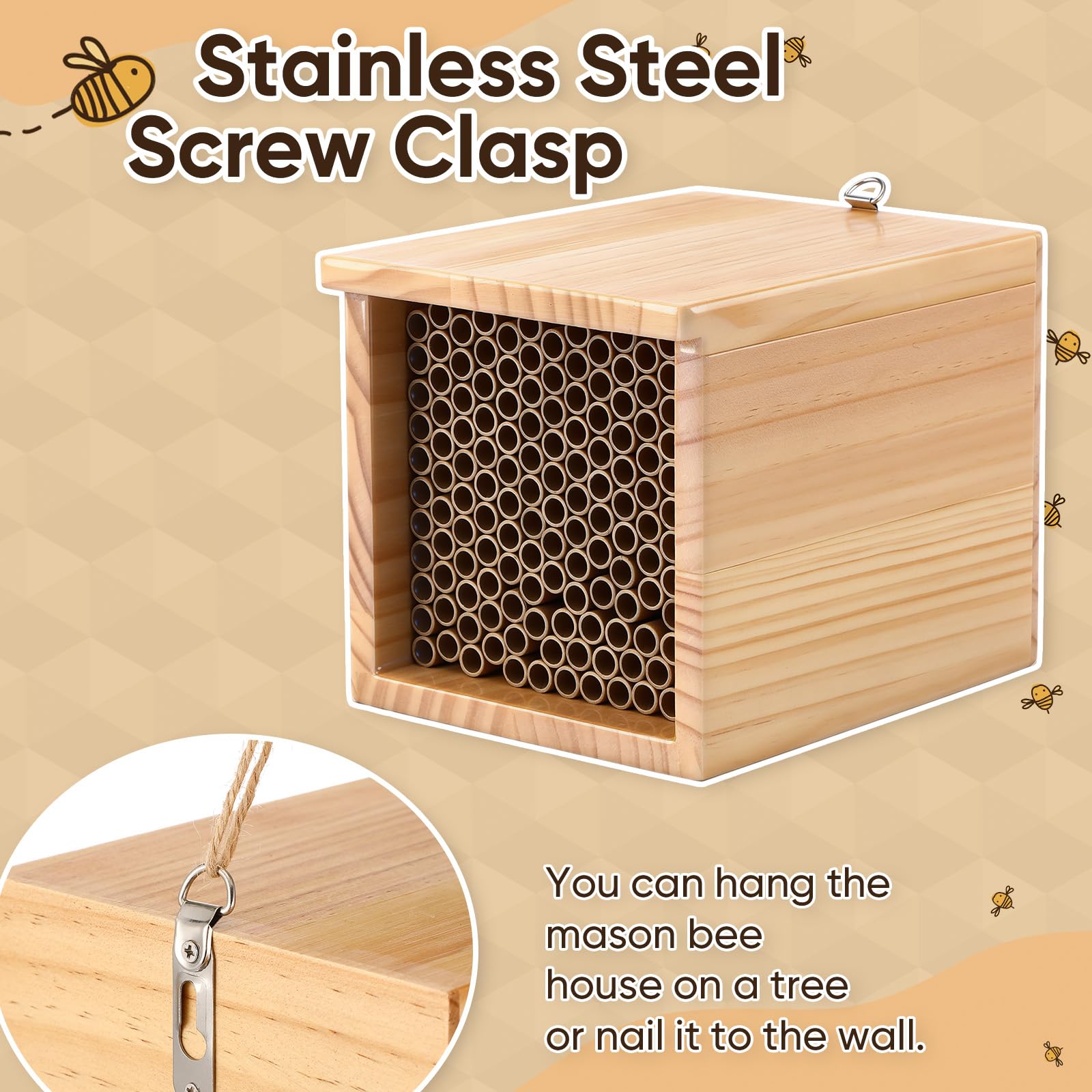 Burbell Wooden Bee House — weather-resistant structure for a durable outdoor bee habitat