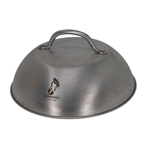 Burger Iron Sasquash serving lid helps maintain warmth and flavor.