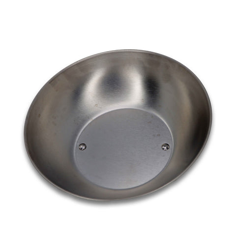 Burger Iron Sasquash stainless steel cover keeps foods warm during serving.