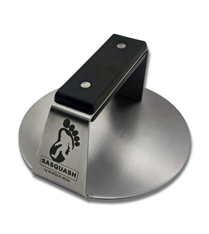 Burger Iron Sasquash welded-frame press built for high-volume patty smashing.
