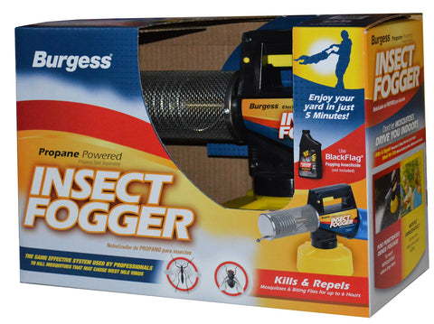 Propane fogger in portable setup with compatible insecticides.